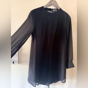 Astr Black Long Sleeve Dress with Sheer Detail